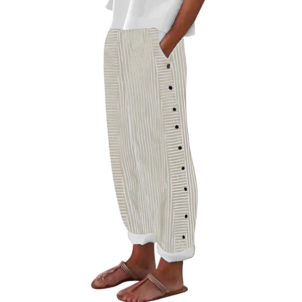☀️Promotion de printemps – 50 % DE RÉDUCTION !! 🌿🌸 Pantalon rayé bleu confortable avec poches latérales