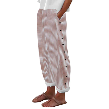☀️Promotion de printemps – 50 % DE RÉDUCTION !! 🌿🌸 Pantalon rayé bleu confortable avec poches latérales