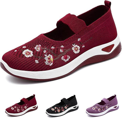 🥿 50% DE RÉDUCTION 🔥 Mocassins décontractés à broderie florale en tricot – Confortables, élastiques & parfaits pour le quotidien, le bureau ou les promenades estivales 🌸