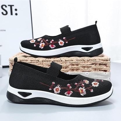 🥿 50% DE RÉDUCTION 🔥 Mocassins décontractés à broderie florale en tricot – Confortables, élastiques & parfaits pour le quotidien, le bureau ou les promenades estivales 🌸