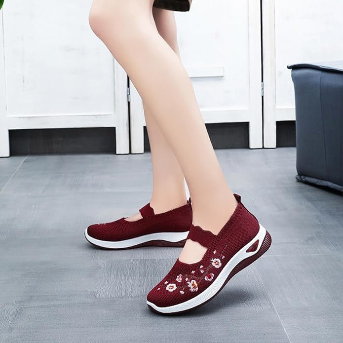 🥿 50% DE RÉDUCTION 🔥 Mocassins décontractés à broderie florale en tricot – Confortables, élastiques & parfaits pour le quotidien, le bureau ou les promenades estivales 🌸