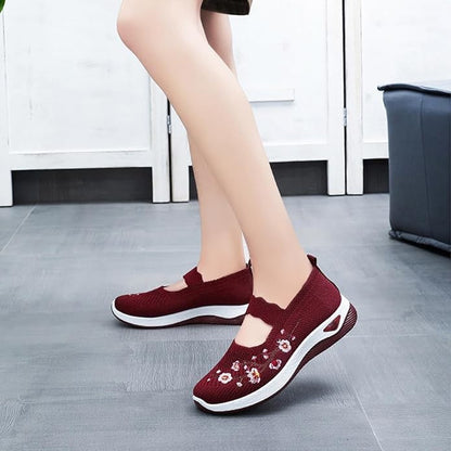🥿 50% DE RÉDUCTION 🔥 Mocassins décontractés à broderie florale en tricot – Confortables, élastiques & parfaits pour le quotidien, le bureau ou les promenades estivales 🌸
