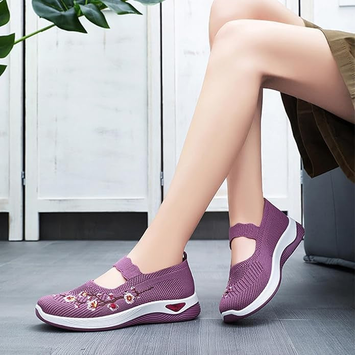 🥿 50% DE RÉDUCTION 🔥 Mocassins décontractés à broderie florale en tricot – Confortables, élastiques & parfaits pour le quotidien, le bureau ou les promenades estivales 🌸