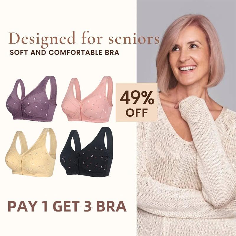 🔥Achetez-en 1, recevez-en 2 (3 pièces)🔥Conception pour soutien-gorge en coton à fermeture frontale senior🎀