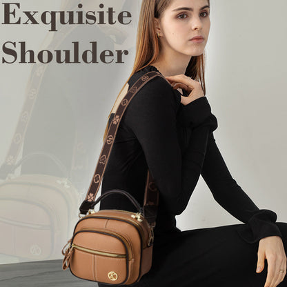 Sac classique multi-compartiments à bandoulière large et ajustable en cuir