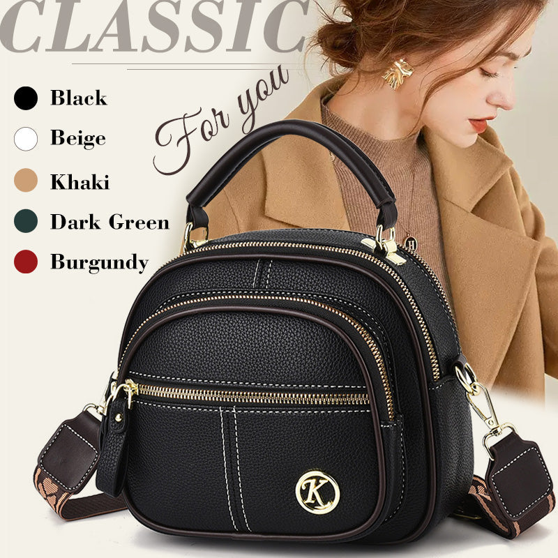 Sac classique multi-compartiments à bandoulière large et ajustable en cuir