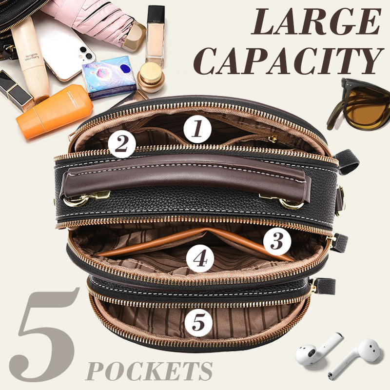Sac classique multi-compartiments à bandoulière large et ajustable en cuir