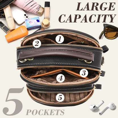 Sac classique multi-compartiments à bandoulière large et ajustable en cuir