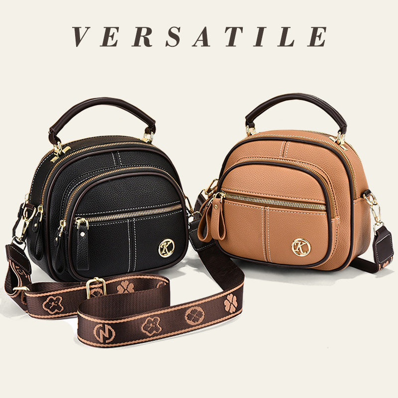 Sac classique multi-compartiments à bandoulière large et ajustable en cuir