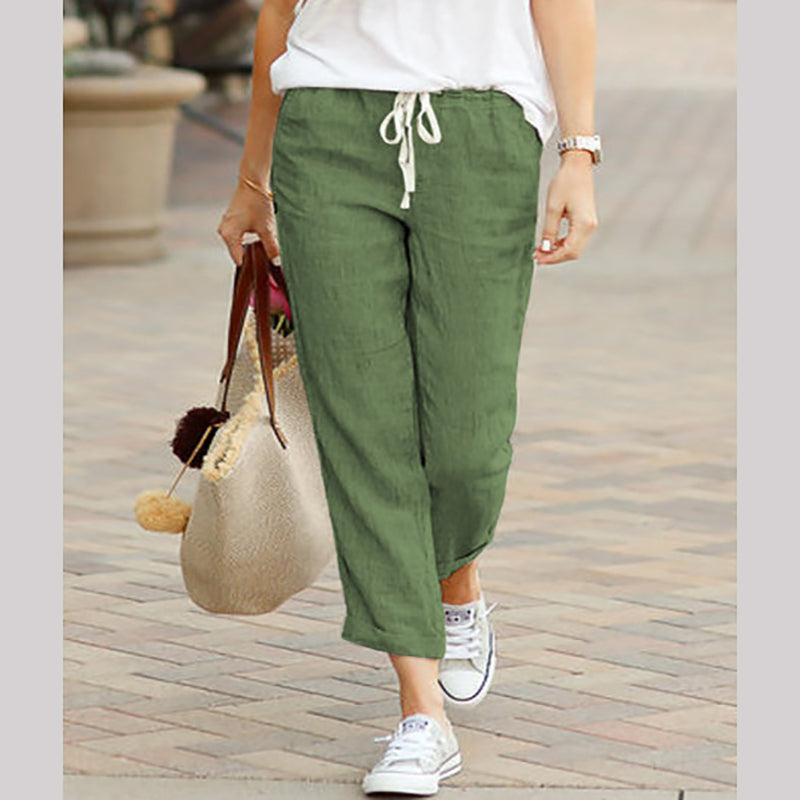 Pantalons décontractés à la cheville en lin pour femmes