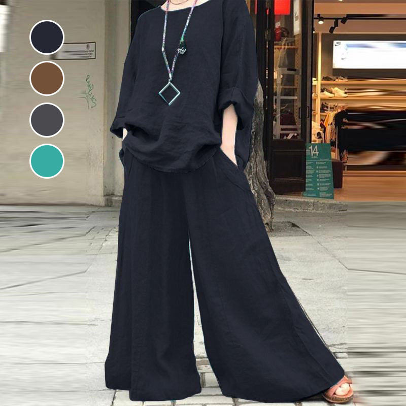 Ensemble ample en coton et lin pour femme