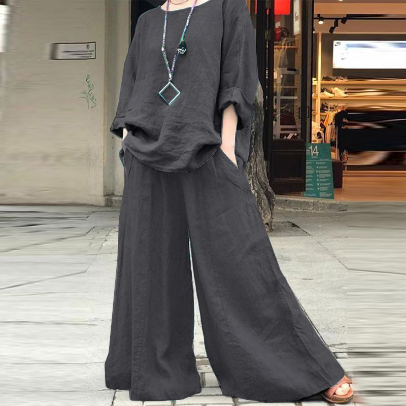 Ensemble ample en coton et lin pour femme