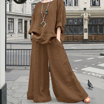 Ensemble ample en coton et lin pour femme