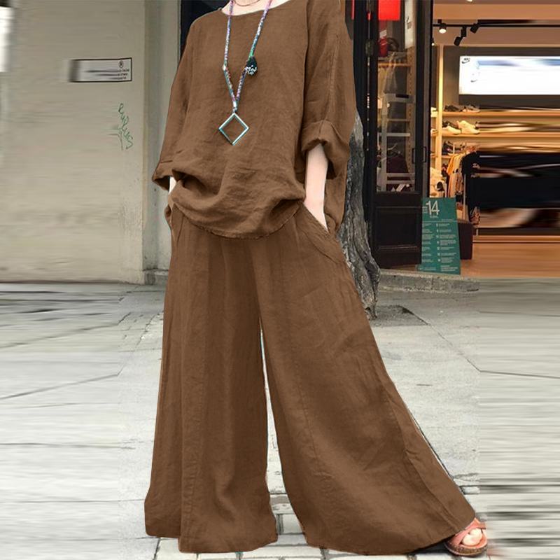 Ensemble ample en coton et lin pour femme