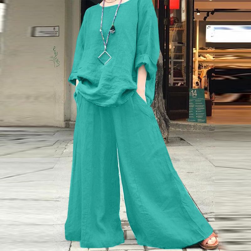 Ensemble ample en coton et lin pour femme