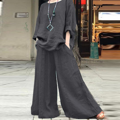 Ensemble ample en coton et lin pour femme