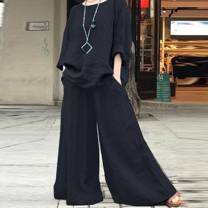 Ensemble ample en coton et lin pour femme