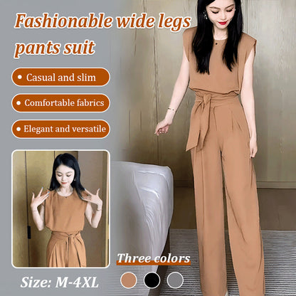 🎁Vente chaude 49% DE RÉDUCTION⏳Ensemble de pantalons sans manches à jambes larges Fashion