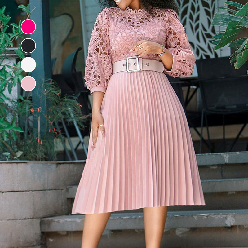 Robe à plis creux en dentelle pour femme