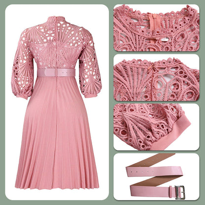 Robe à plis creux en dentelle pour femme