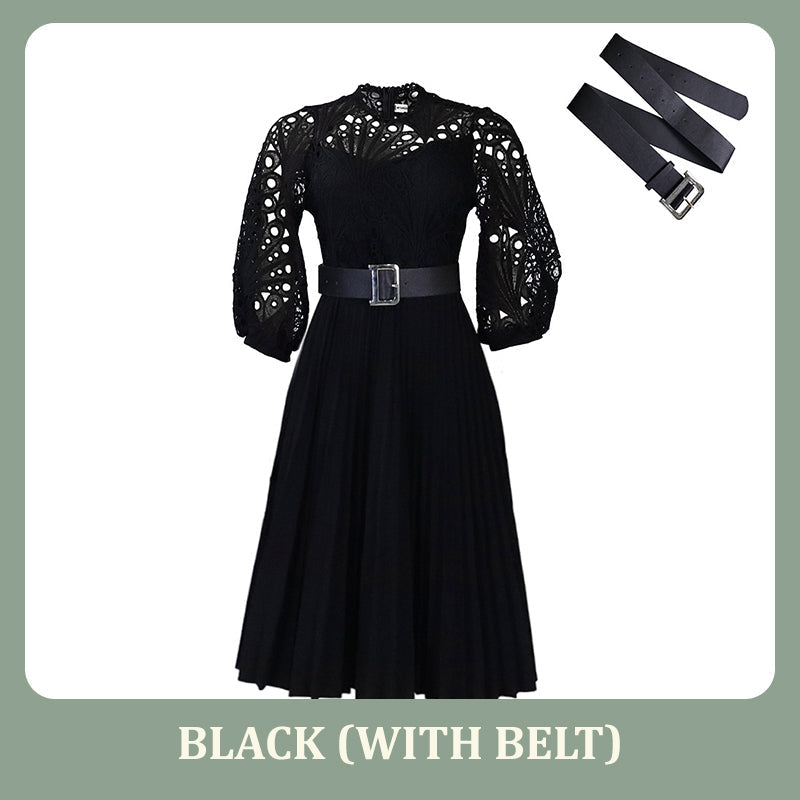 Robe à plis creux en dentelle pour femme