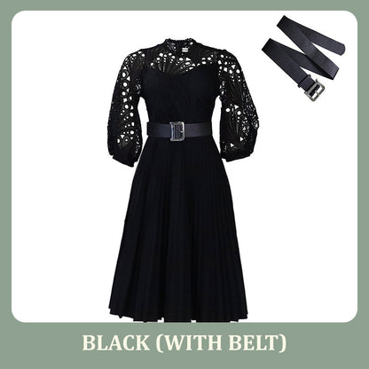 Robe à plis creux en dentelle pour femme