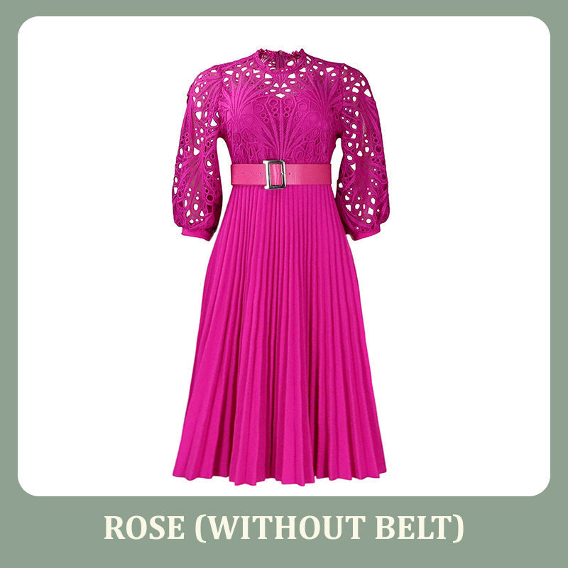 Robe à plis creux en dentelle pour femme