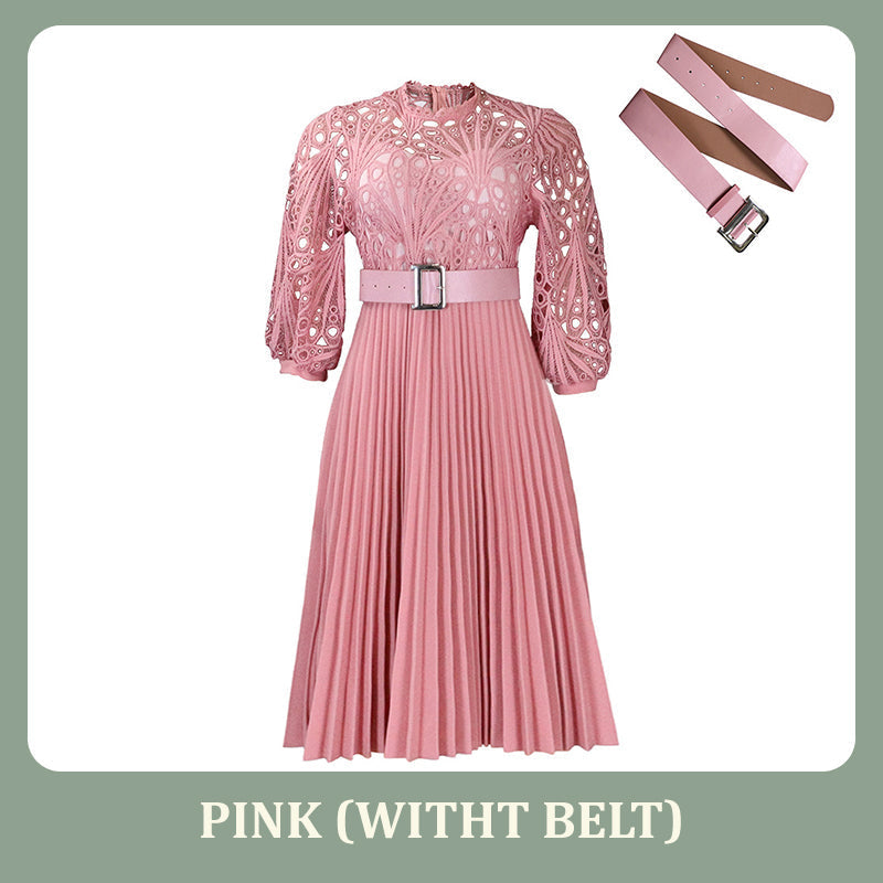 Robe à plis creux en dentelle pour femme
