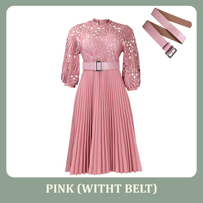 Robe à plis creux en dentelle pour femme