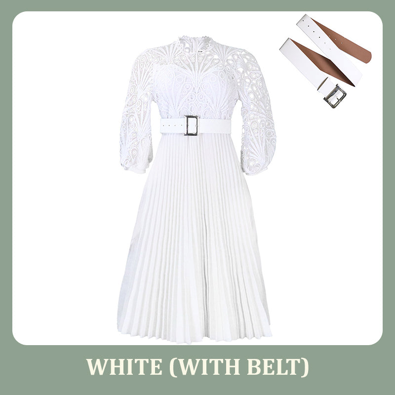 Robe à plis creux en dentelle pour femme