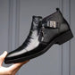 👞Livraison gratuite👞 Bottes à Cheville en Cuir avec Double Fermeture Éclair Latérale et Bouts Pointus pour Hommes