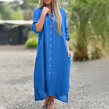 Robe de chemise à manches longues à manches longues