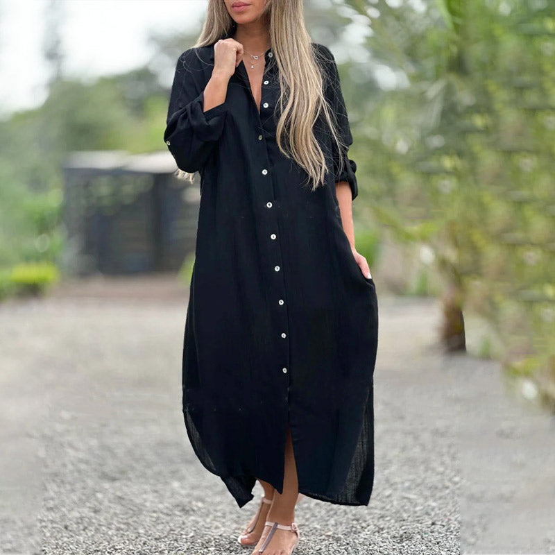 Robe de chemise à manches longues à manches longues