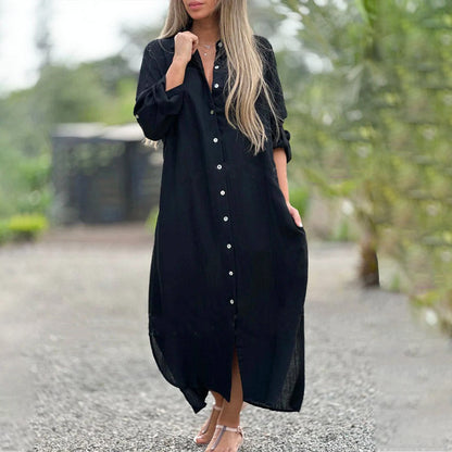 Robe de chemise à manches longues à manches longues