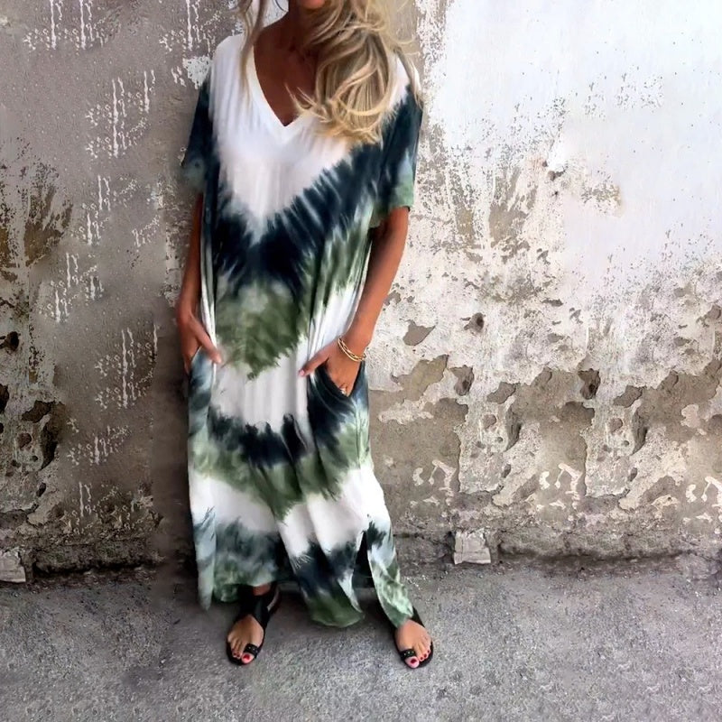💥Nouveauté à moitié prix💗Robe ample imprimée col V