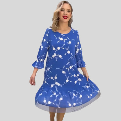 🎉 56% de réduction pour la fête des mères 👩‍🦰 Robe d'été à fleurs imprimées et ourlet volanté pour femmes