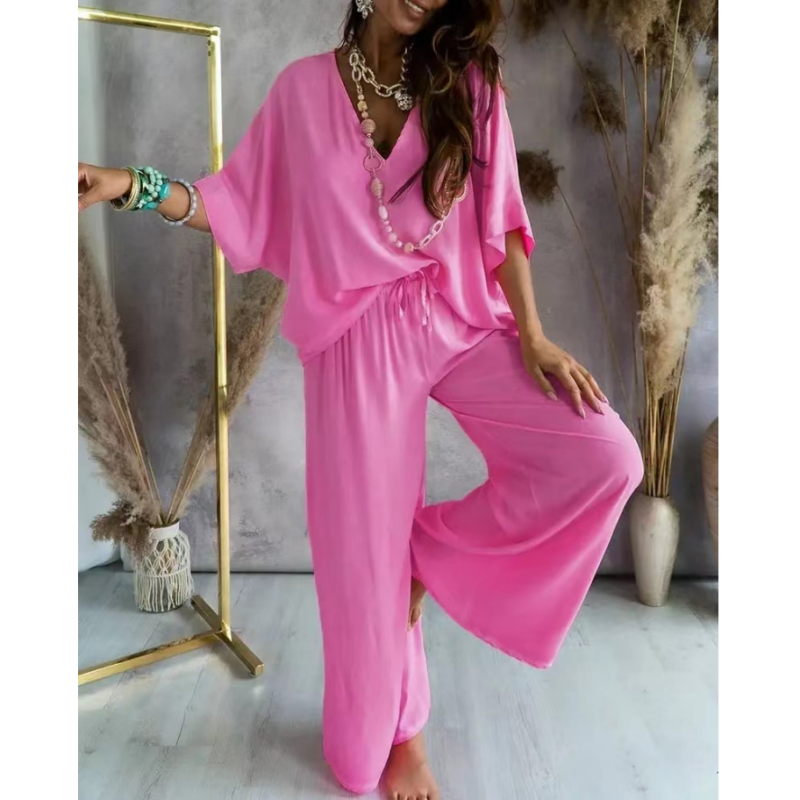 Costume de couleur unie lâche décontractée pour femmes