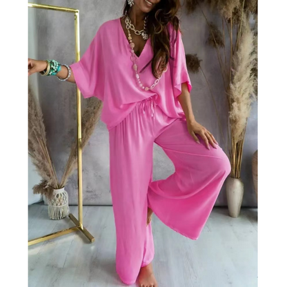 Costume de couleur unie lâche décontractée pour femmes