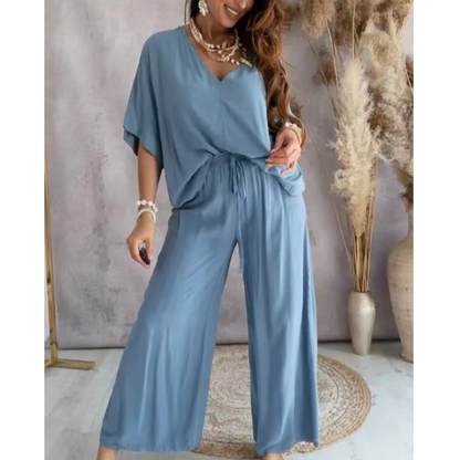 Costume de couleur unie lâche décontractée pour femmes