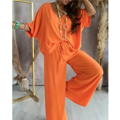 Costume de couleur unie lâche décontractée pour femmes