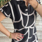 Robe chic à motif géométrique et col en V