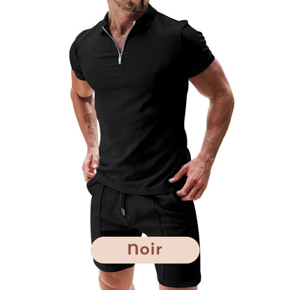 Ensemble deux pièces pour hommes: décontracté à fermeture éclair d'été + short