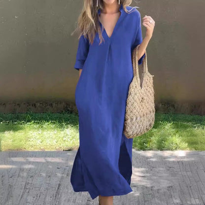✨Livraison gratuite sur toutes les commandes✨Robe fendue élégante à col en V