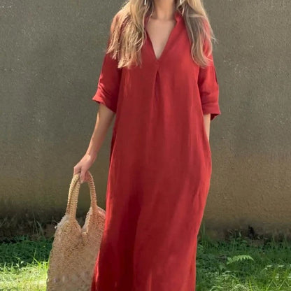 ✨Livraison gratuite sur toutes les commandes✨Robe fendue élégante à col en V
