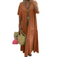 Robe longue décontractée à manches courtes pour femme