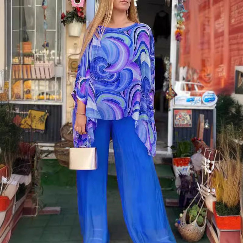 🔥Ventes chaudes d'été - 50% de réduction🔥Ensemble 2 pièces d'été coloré en mousseline de soie pour femmes🥰