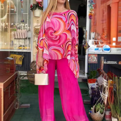 🔥Ventes chaudes d'été - 50% de réduction🔥Ensemble 2 pièces d'été coloré en mousseline de soie pour femmes🥰