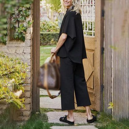 Ensemble pantalon large à manches 3/4 Capelet pour femmes