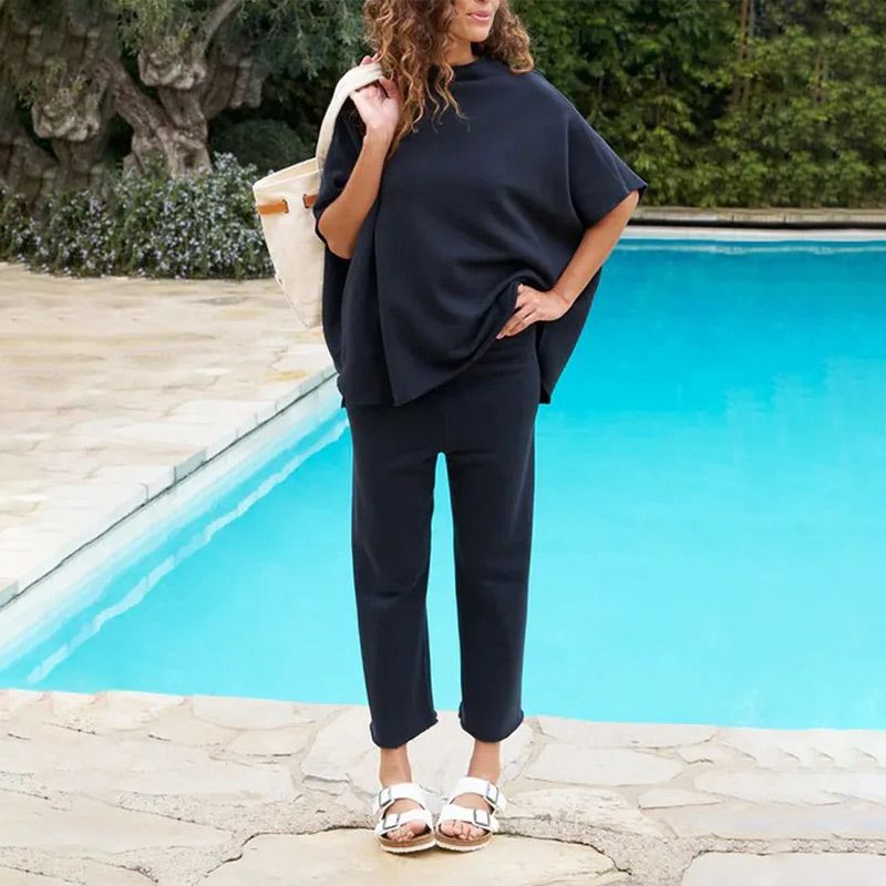 Ensemble pantalon large à manches 3/4 Capelet pour femmes