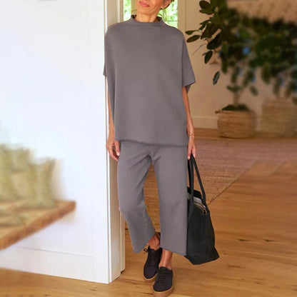 Ensemble pantalon large à manches 3/4 Capelet pour femmes